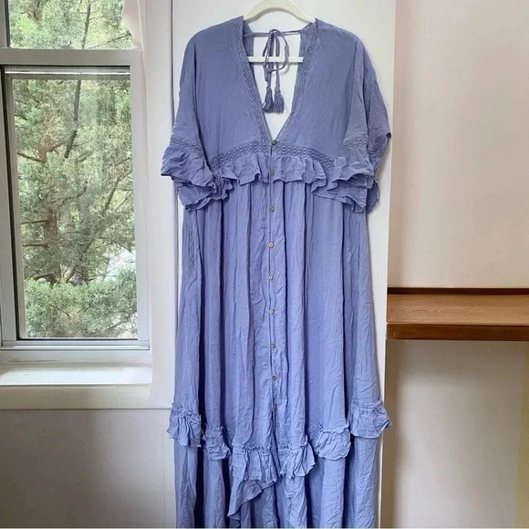 NWT Free People Paradiso Maxi Dress Boho Tiered Summer Purple Violet Small - Picture 7 of 17
